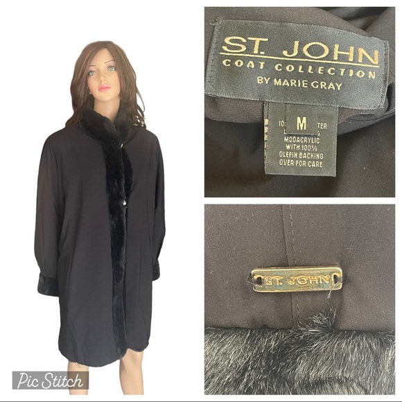 St. John Jackets & Blazers - St. John collection coat faux fur reversible SZ M